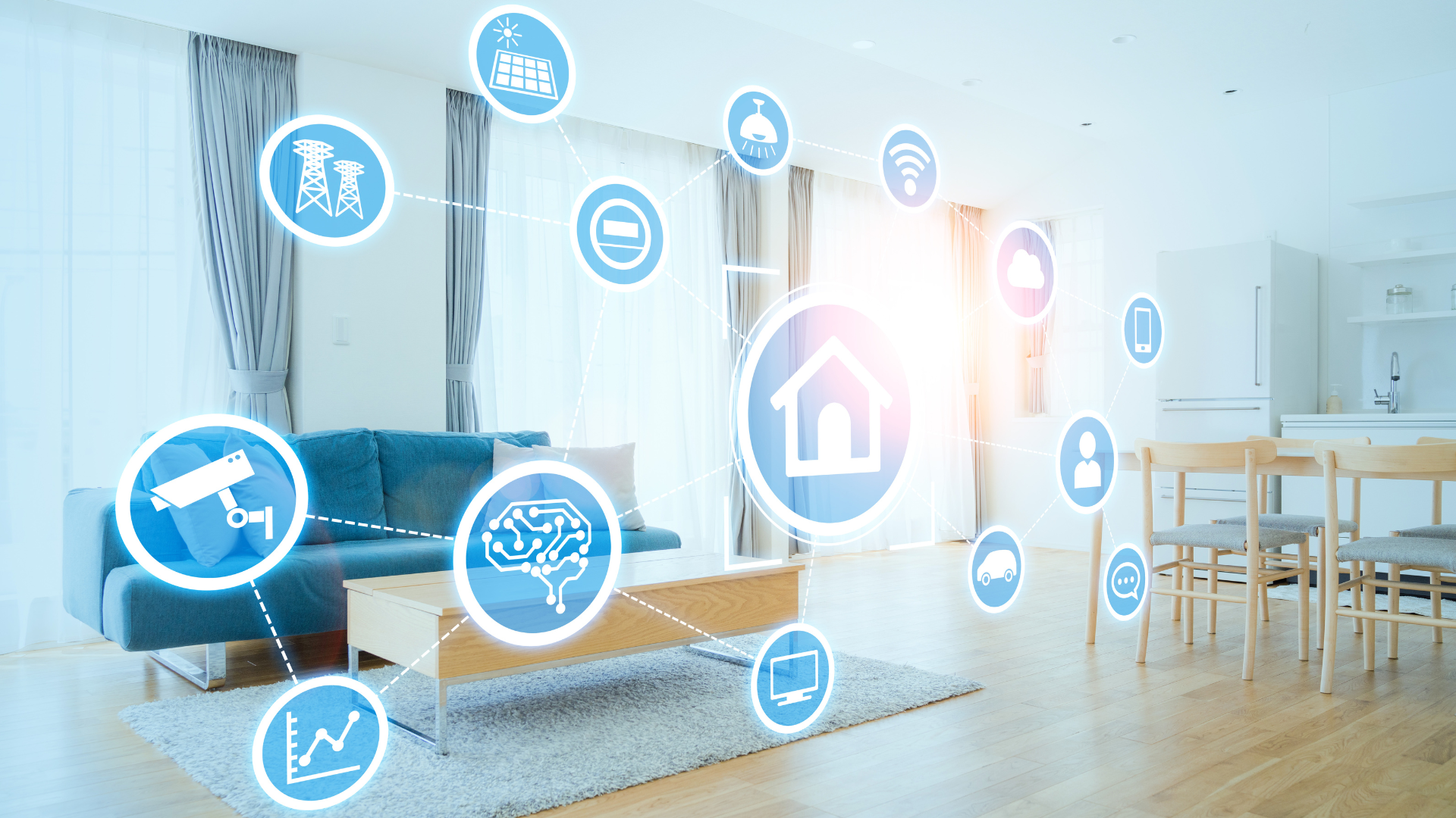 Smart alarm system panel installed in residential home