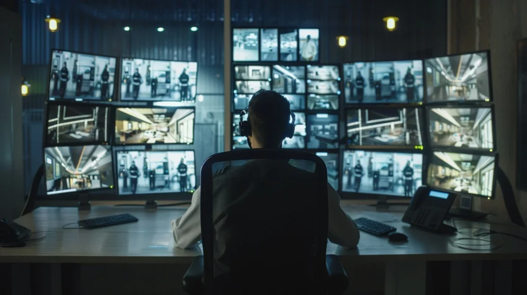 Securitek technician servicing a security system